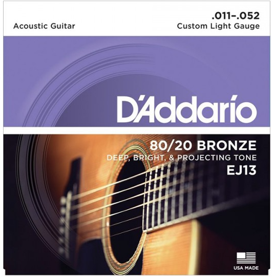 สายกีตาร์โปร่ง D’Addario EJ13 American Bronze